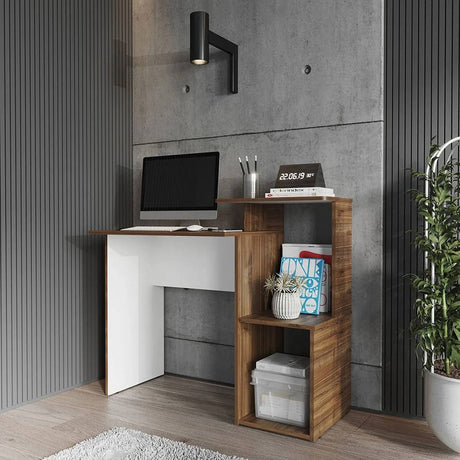 Escritorio Pietra Caramelo 101.5x86.6cm sin Cajones y con Organizador de Libros - Escritorios | Bylmo