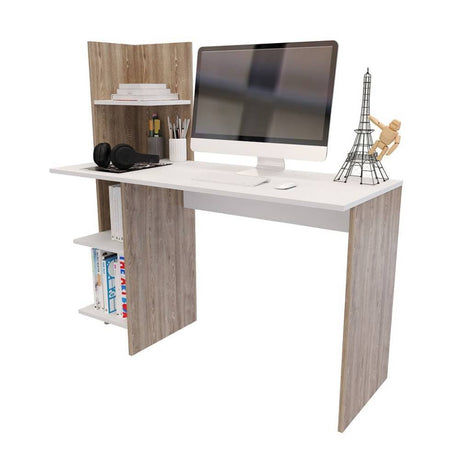 Escritorio Wex Duna y Blanco 120x120cm sin Cajones y con Organizador de Libros - Escritorios y Archivadores | Bylmo