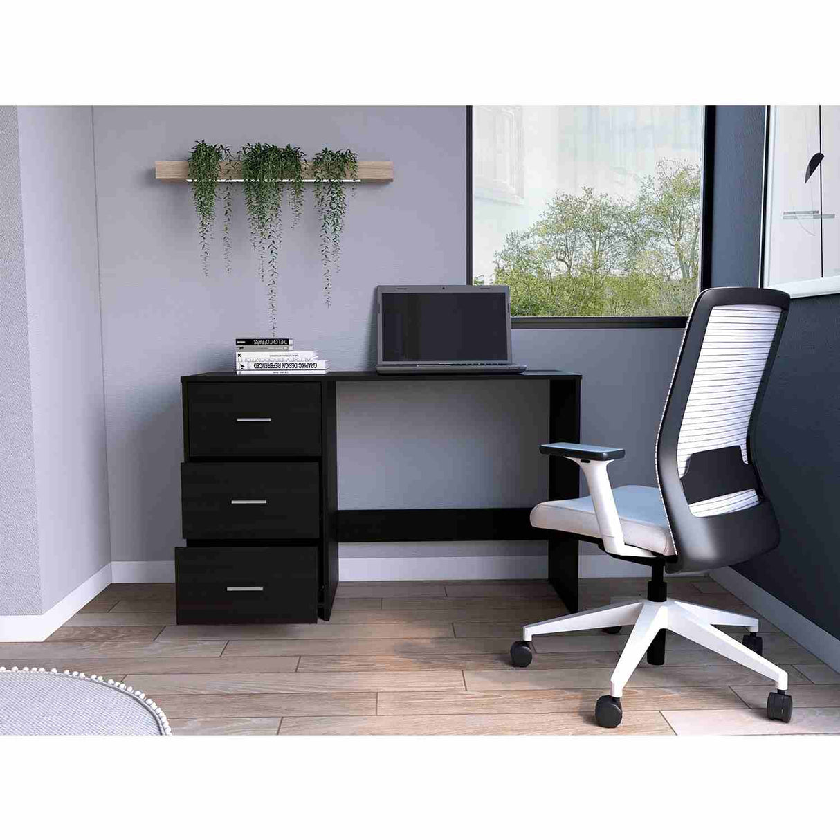 Escritorio Blick Wengue 121 cm con Tres Cajones - Escritorios | Bylmo