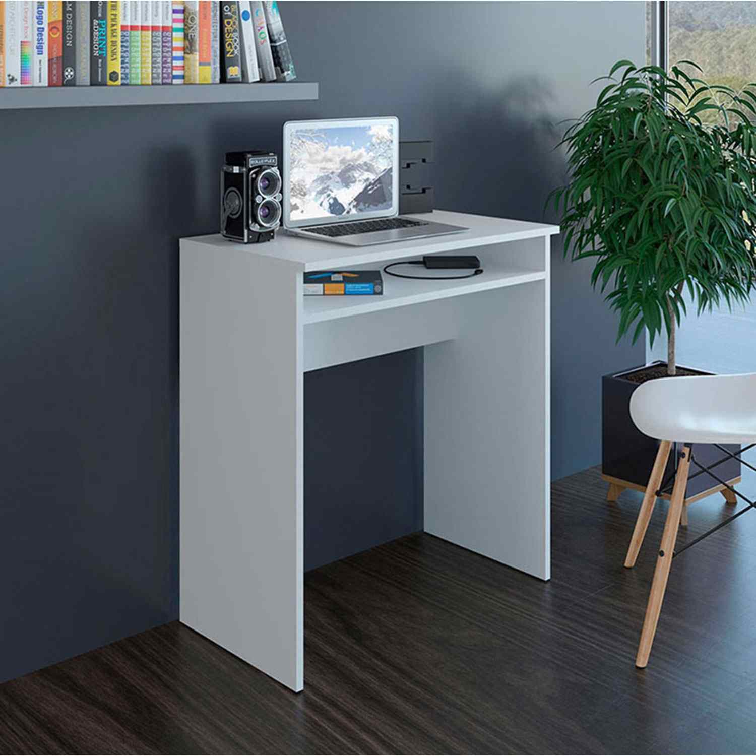 Escritorio Bonn Blanco 68 cm Minimalista con Un Entrepaño - Escritorios | Bylmo