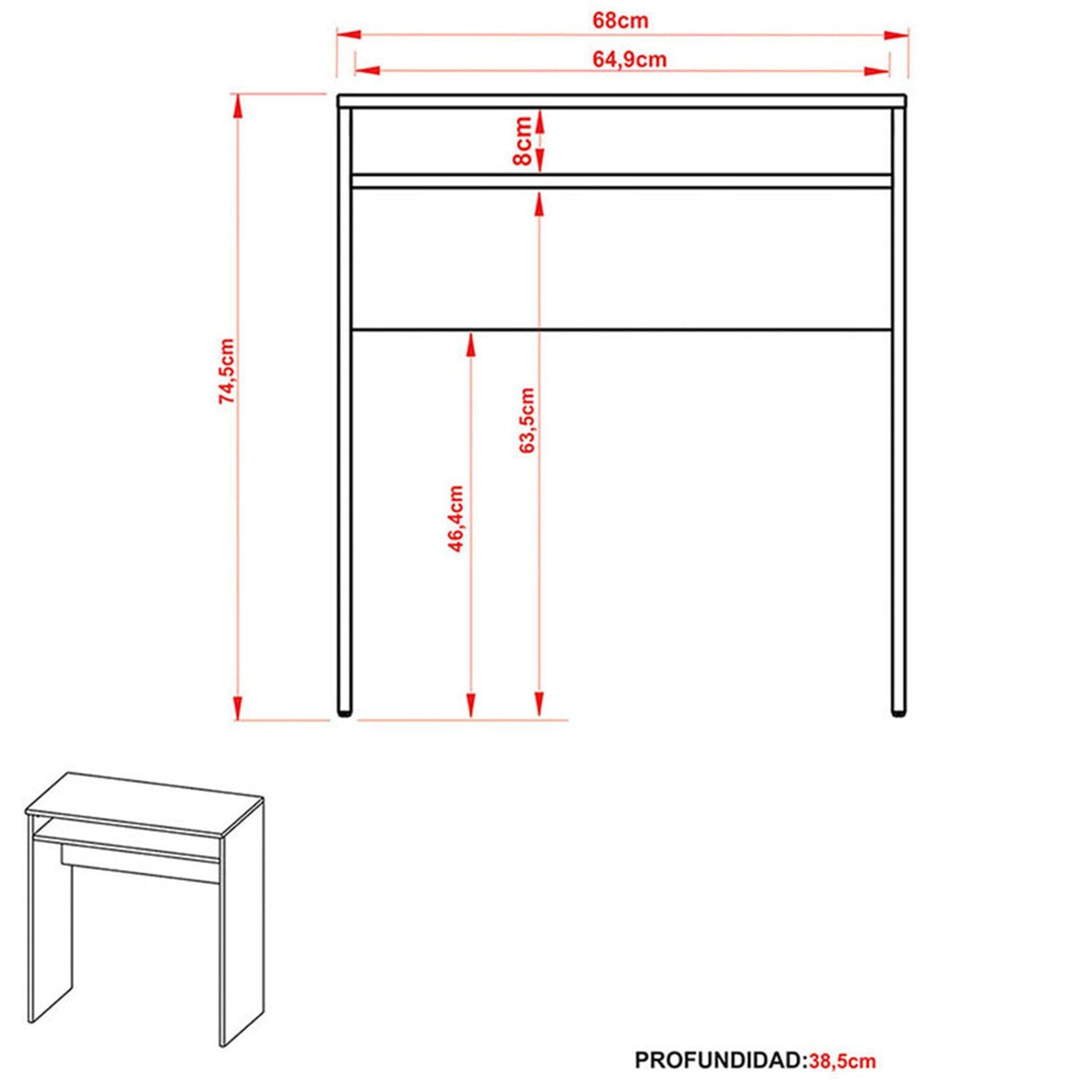 Escritorio Bonn Blanco 68 cm Minimalista con Un Entrepaño - Escritorios | Bylmo