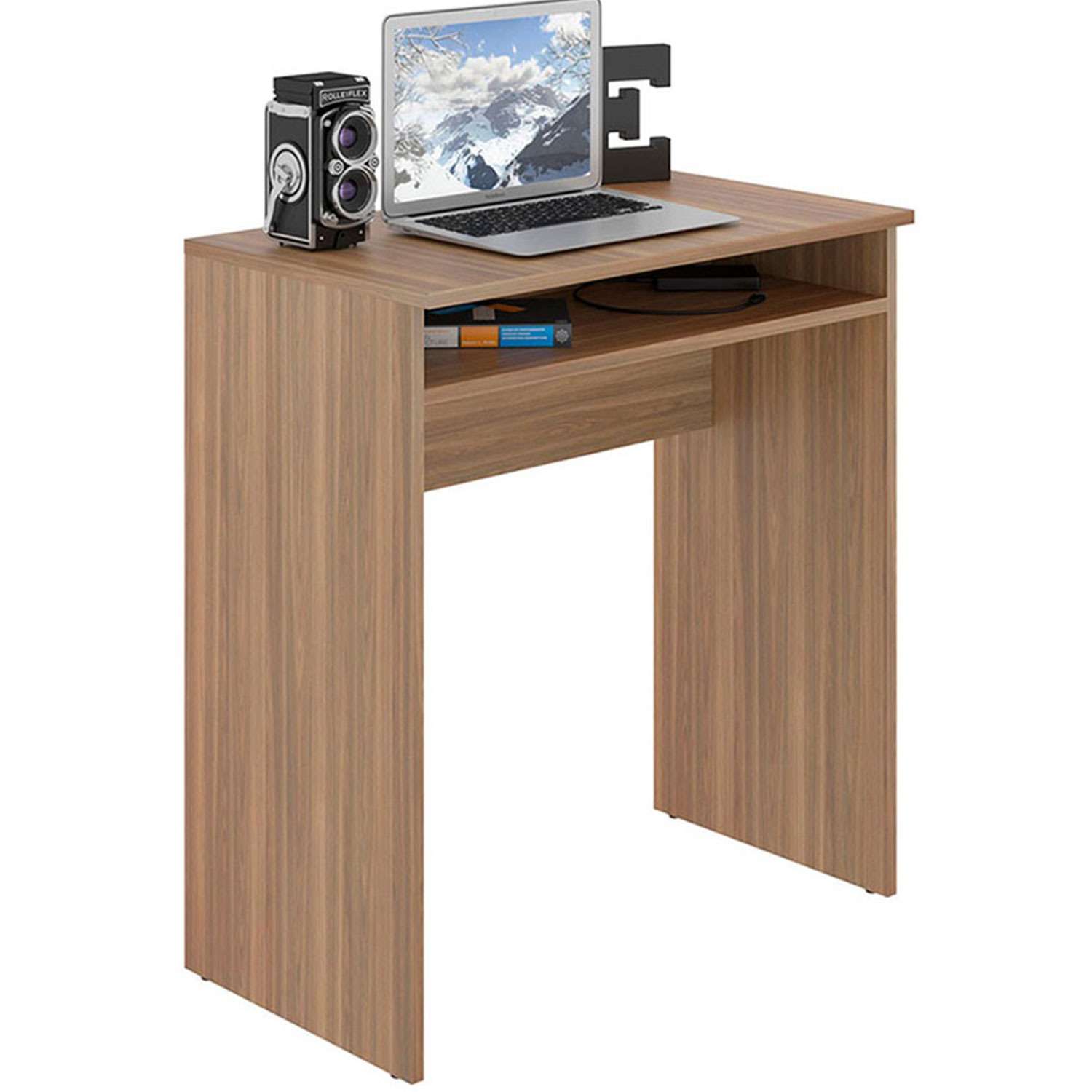 Escritorio Bonn Teca 68 cm Minimalista con Un Entrepaño - Escritorios | Bylmo