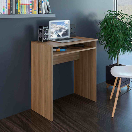 Escritorio Bonn Teca 68 cm Minimalista con Un Entrepaño - Escritorios | Bylmo