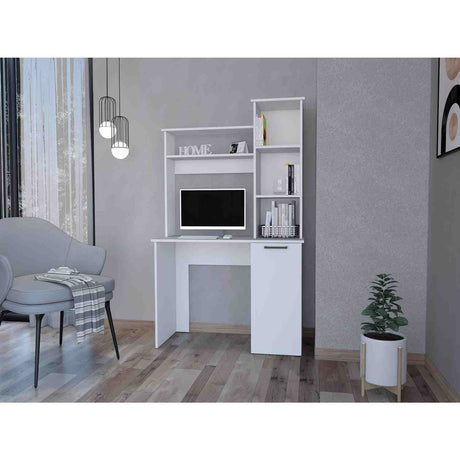 Escritorio Carson Blanco 99 cm con Biblioteca y una Puerta - Escritorios | Bylmo