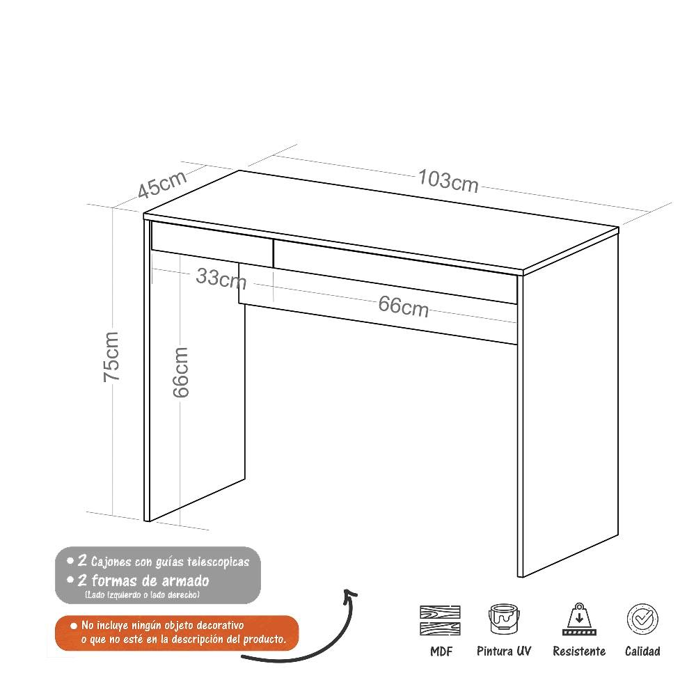 Escritorio Collage Cafe 103 cm con Cajones - Escritorios y Archivadores | Bylmo
