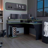 Escritorio Gamer Guma Wengue 128 cm En L Con Entrepaño para Pantalla - Escritorios | Bylmo