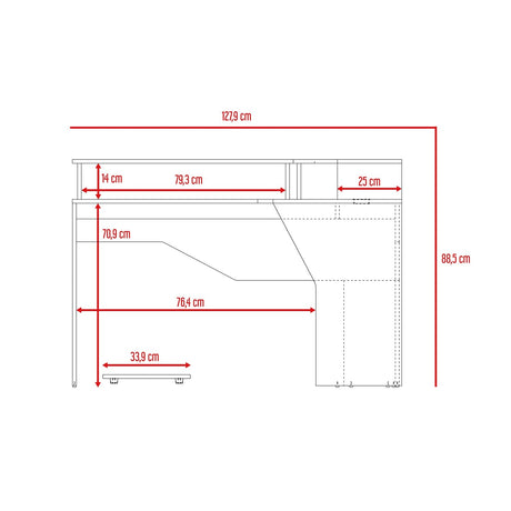 Escritorio Gamer Guma Wengue 128 cm En L Con Entrepaño para Pantalla - Escritorios | Bylmo