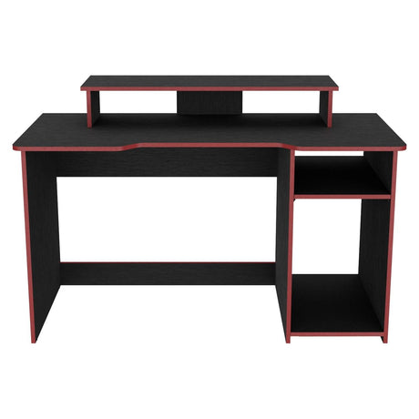 Escritorio Gamer Huni Wengue 136 cm con Entrepaño para Pantalla y Luz Led - Escritorios | Bylmo