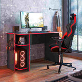 Escritorio Gamer Montpellier Negro - Rojo 114 cm con Compartimiento - Escritorios | Bylmo