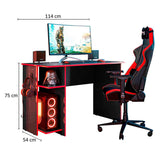 Escritorio Gamer Montpellier Negro - Rojo 114 cm con Compartimiento - Escritorios | Bylmo