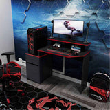 Escritorio Gamer Wengue y Rojo 120x88cm Con Un Cajón - Escritorios y Archivadores | Bylmo