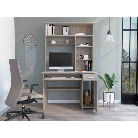 Escritorio Hutch Ceniza 110 cm Minimalista con Un Cajón - Escritorios | Bylmo