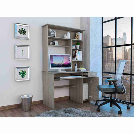 Escritorio Hutch Ceniza 110 cm Minimalista con Un Cajón - Escritorios | Bylmo