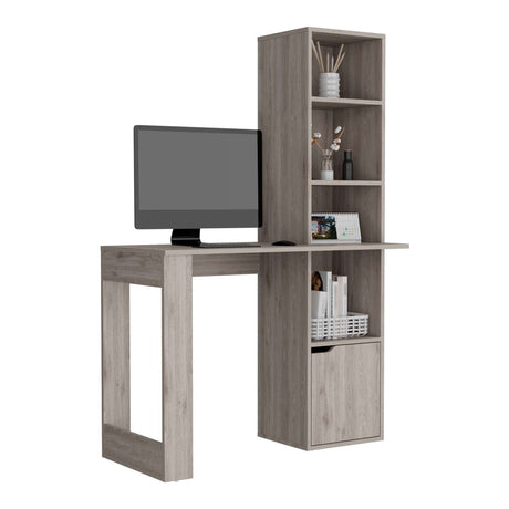 Escritorio Iowa Ceniza 99x148cm sin Cajones y con Organizador de Libros - Escritorios | Bylmo