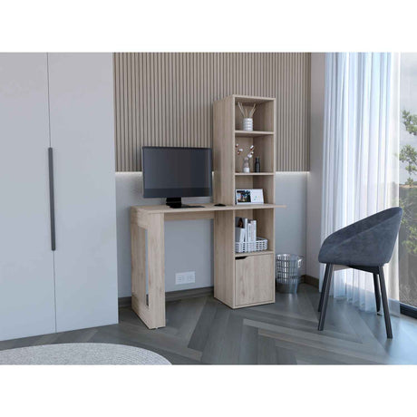 Escritorio Iowa Ceniza 99x148cm sin Cajones y con Organizador de Libros - Escritorios | Bylmo