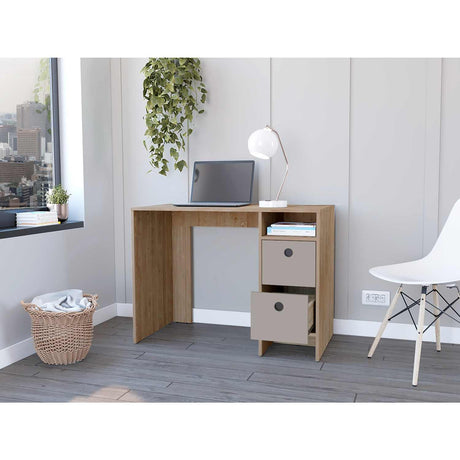 Escritorio Khali Miel 100 cm con Dos Cajones - Escritorios | Bylmo