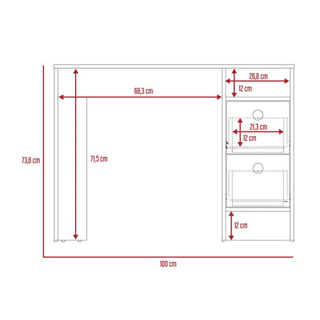 Escritorio Khali Z100 Miel 100 cm con Cajones - Escritorios y Archivadores | Bylmo