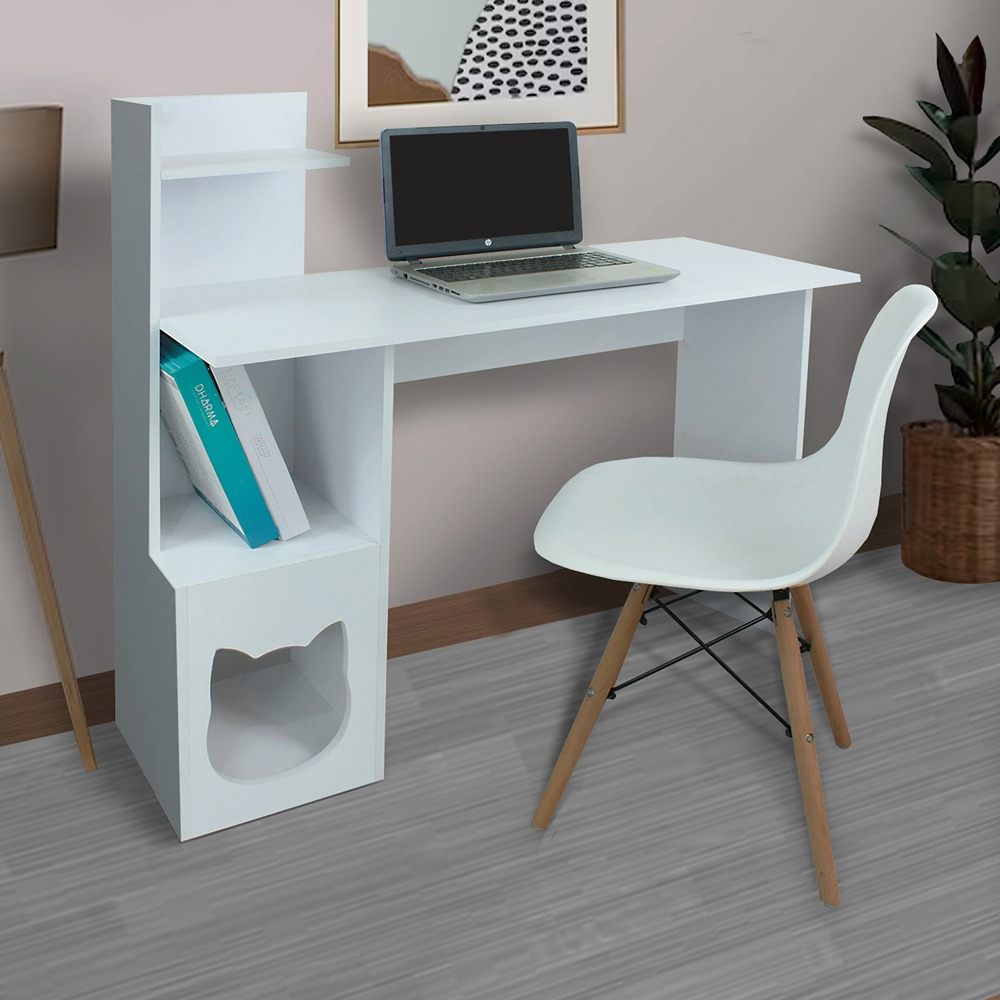 Escritorio King Blanco 40 cm con Espacio para Mascota - Escritorios | Bylmo