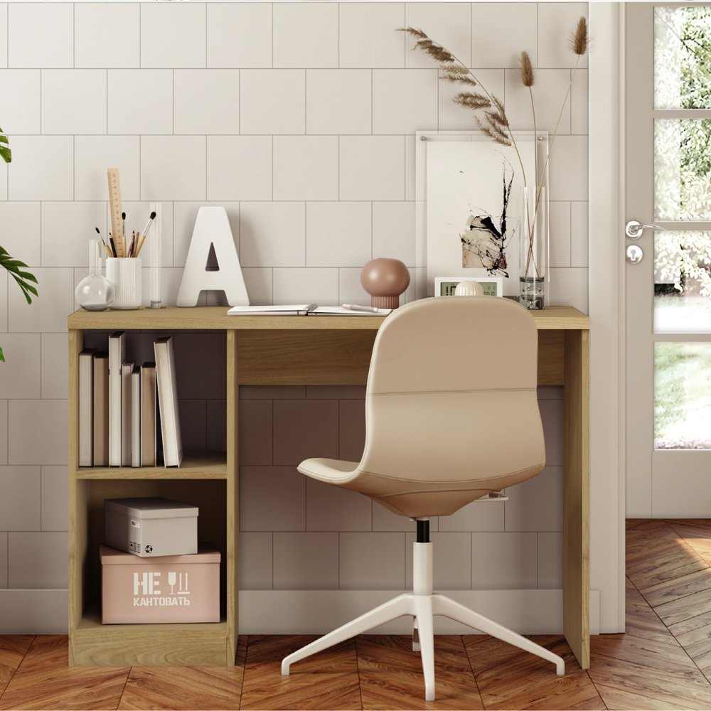 Escritorio Light Macadamia 110 cm con Biblioteca - Escritorios y Archivadores | Bylmo