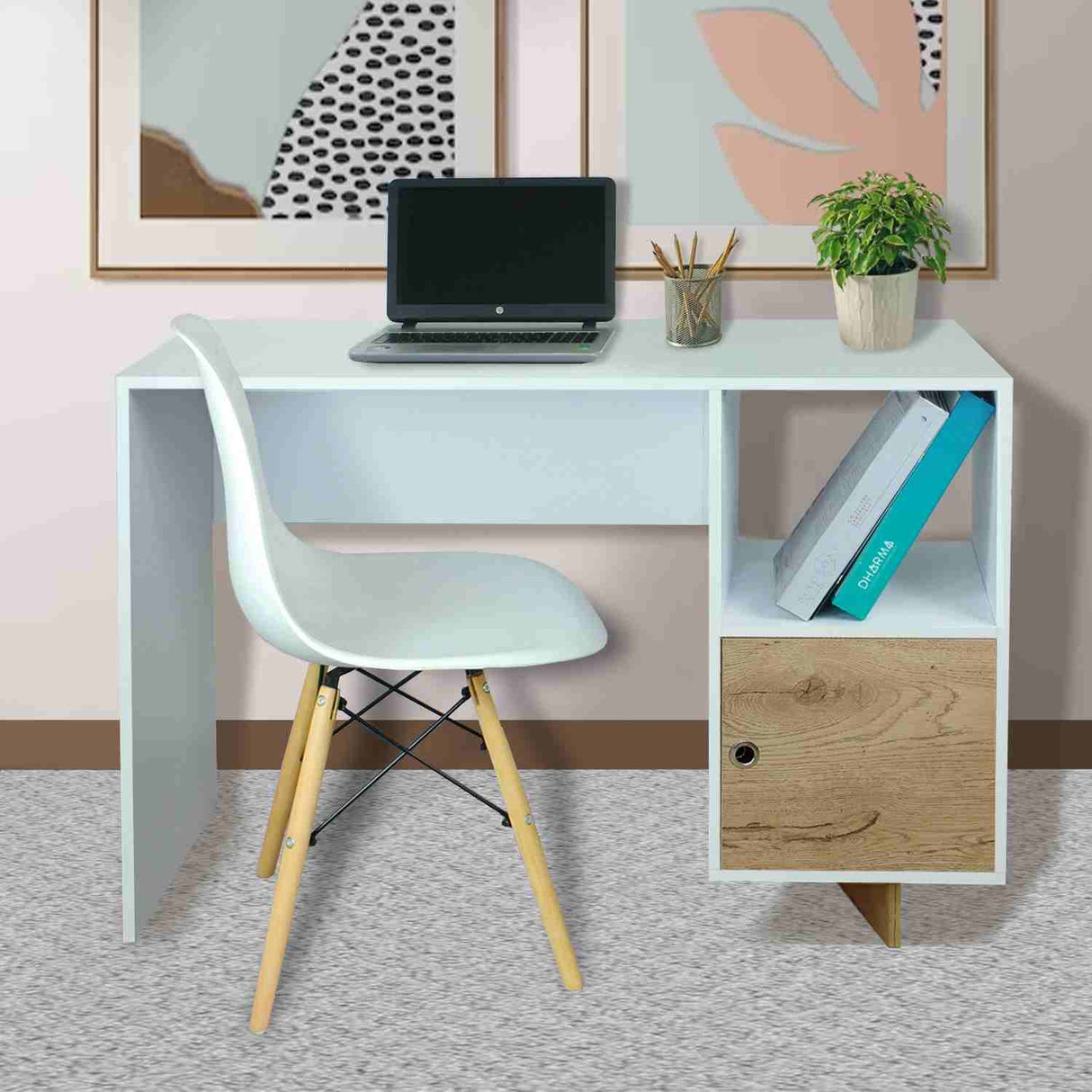 Escritorio Linea Flow Blanco 110 cm con un Cajón - Escritorios | Bylmo