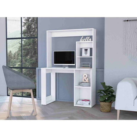 Escritorio Maine Blanco 99x148cm sin Cajones y con Organizador de Libros - Escritorios | Bylmo