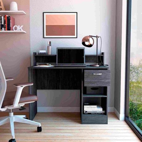 Escritorio Manaos Ceniza 102 cm con Un Cajón y Entrepaños - Escritorios | Bylmo