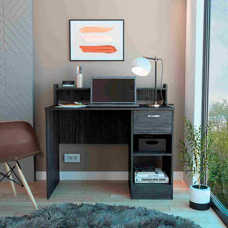 Escritorio Manaos Ceniza 102 cm con Un Cajón y Entrepaños - Escritorios | Bylmo
