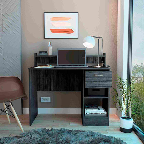 Escritorio Manaos Ceniza 102 cm con Un Cajón y Entrepaños - Escritorios | Bylmo