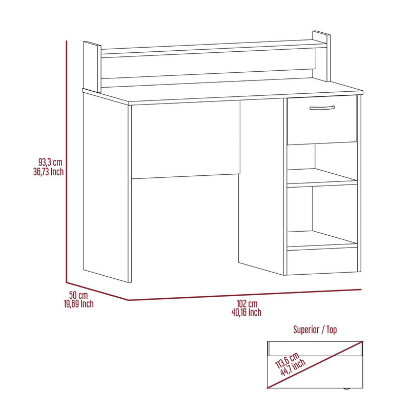 Escritorio Manaos Wengue 102 cm con Un Cajón y Entrepaños