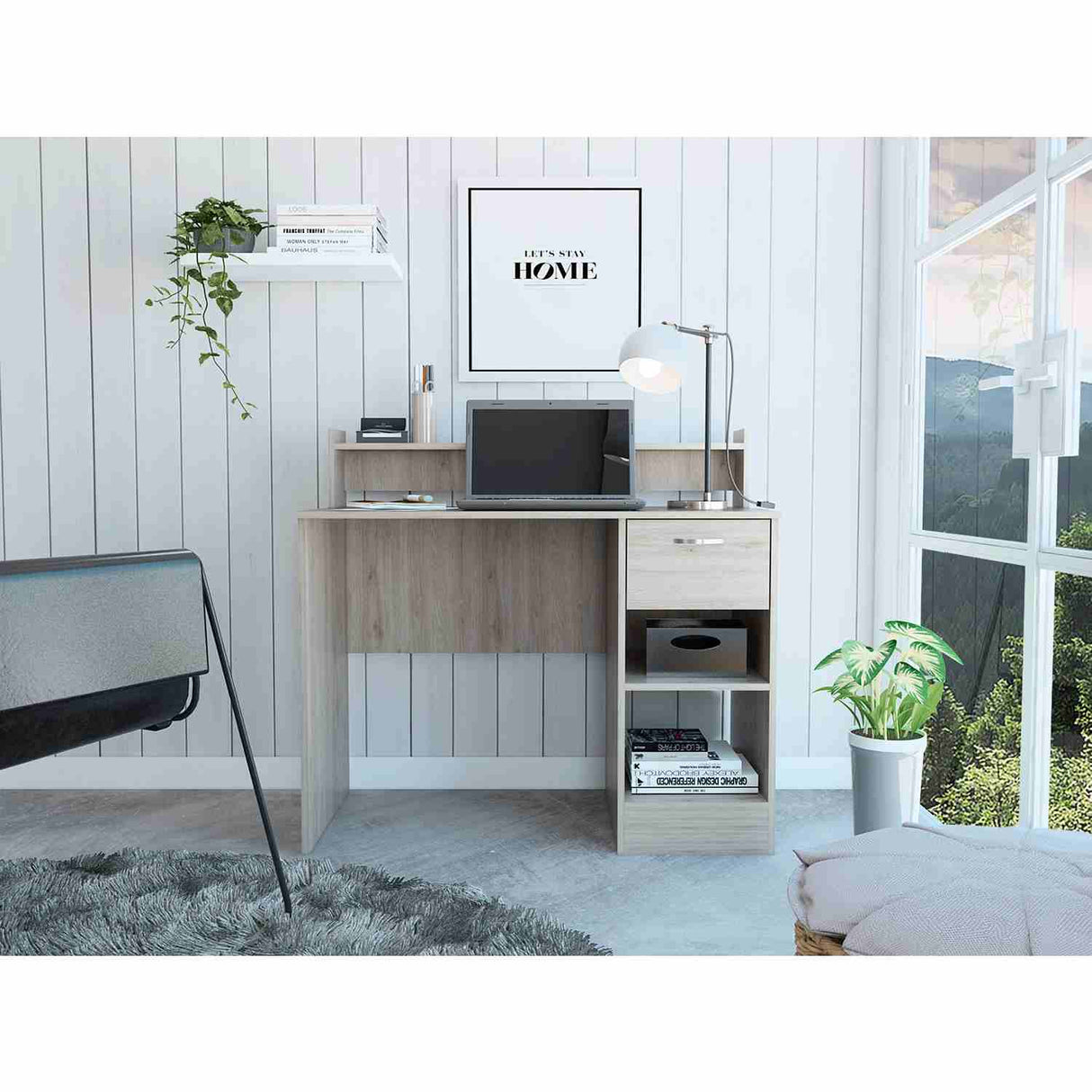 Escritorio Manaos Wengue 93 cm con Un Cajon y Entrepaños - Escritorios | Bylmo