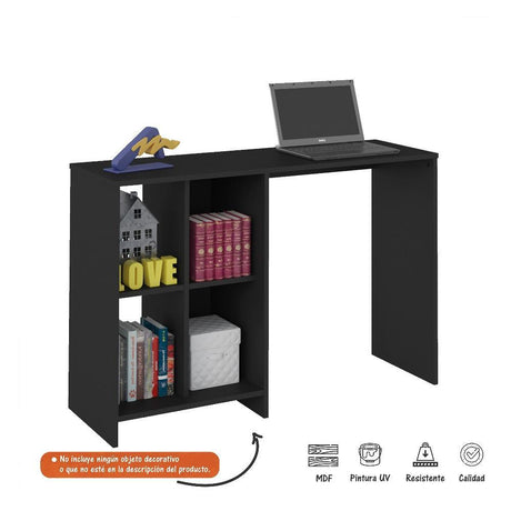 Escritorio Matrix Negro 110x72cm sin Cajones y con Organizador de Libros - Escritorios y Archivadores | Bylmo
