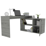 Escritorio en L Mega Ceniza 151.5x76.5cm sin Cajones y con Organizador de Libros - Escritorios y Archivadores | Bylmo