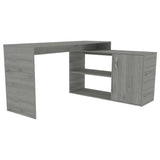 Escritorio en L Mega Ceniza 151.5x76.5cm sin Cajones y con Organizador de Libros - Escritorios y Archivadores | Bylmo