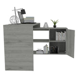 Escritorio en L Mega Ceniza 151.5x76.5cm sin Cajones y con Organizador de Libros - Escritorios y Archivadores | Bylmo