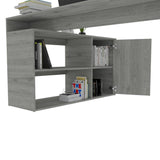 Escritorio en L Mega Ceniza 151.5x76.5cm sin Cajones y con Organizador de Libros - Escritorios y Archivadores | Bylmo