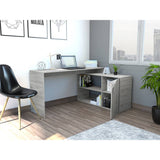 Escritorio en L Mega Ceniza 151.5x76.5cm sin Cajones y con Organizador de Libros - Escritorios y Archivadores | Bylmo