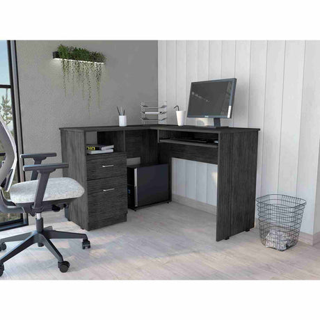 Escritorio en L Mix Roble Gris 120x77cm Con Un Cajón - Escritorios | Bylmo