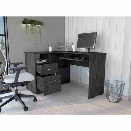 Escritorio en L Mix Roble Gris 120x77cm Con Un Cajón - Escritorios | Bylmo