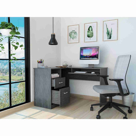Escritorio en L Mix Roble Gris 120x77cm Con Un Cajón - Escritorios | Bylmo