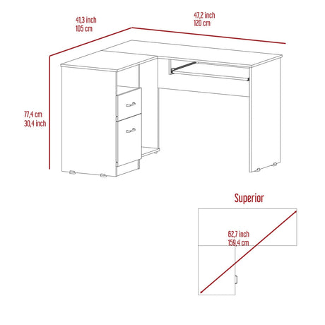 Escritorio en L Mix Roble Gris 120x77cm Con Un Cajón - Escritorios | Bylmo