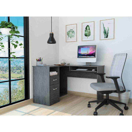 Escritorio en L Mix Roble Gris 120x77cm Con Un Cajón - Escritorios | Bylmo