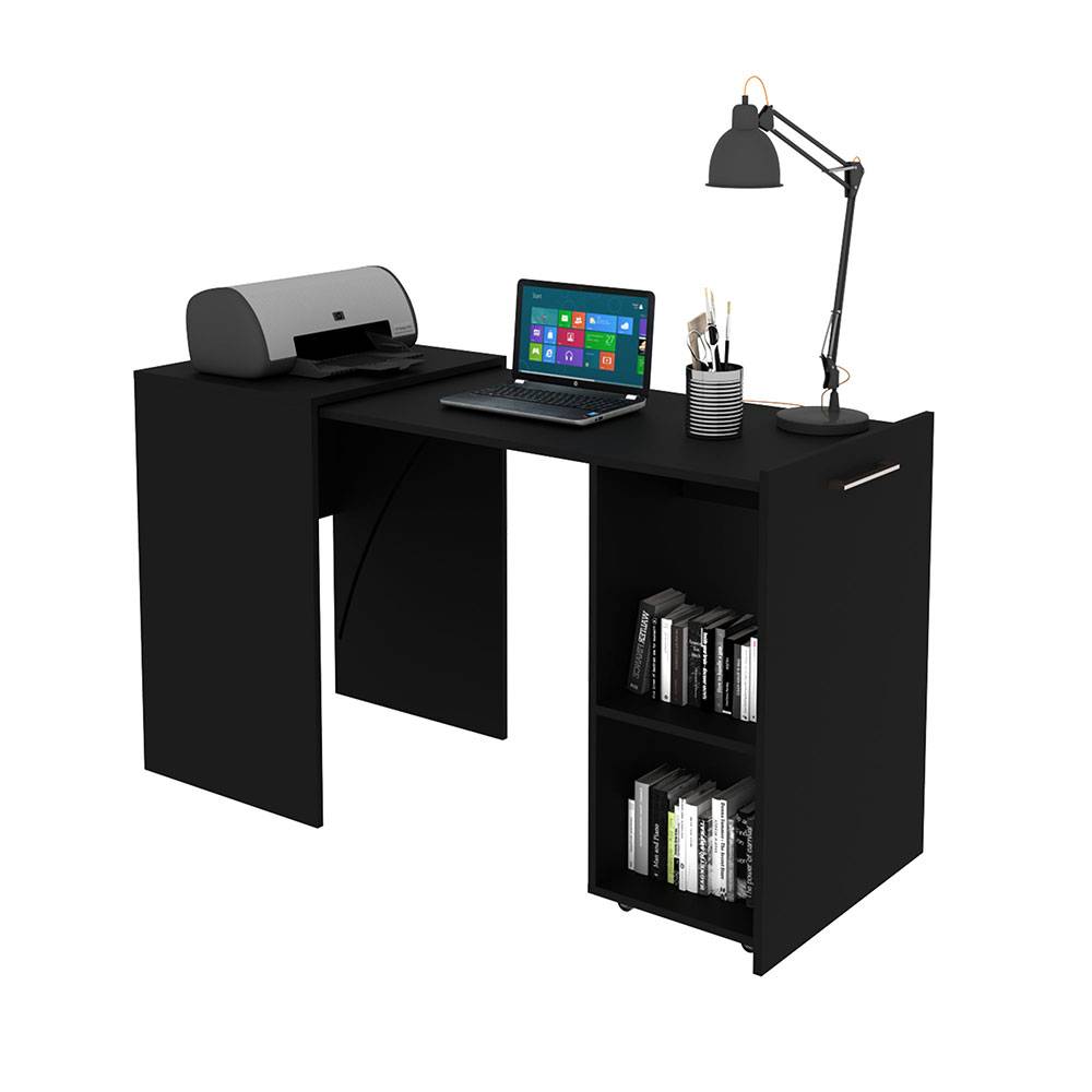Escritorio Cádiz Negro 131 cm Transformable con Entrepaños - Escritorios y Archivadores | Bylmo