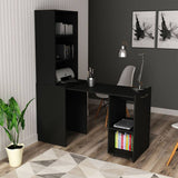Escritorio Cuenca Negro 136 cm Transformable con Entrepaños y Biblioteca - Escritorios y Archivadores | Bylmo