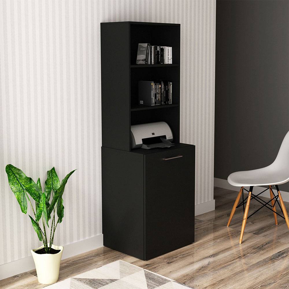 Escritorio Cuenca Negro 136 cm Transformable con Entrepaños y Biblioteca - Escritorios y Archivadores | Bylmo