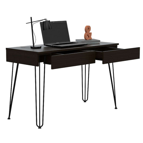 Escritorio Mumbai Wengue 120 cm con Dos Cajones y Patas Metálicas - Escritorios | Bylmo
