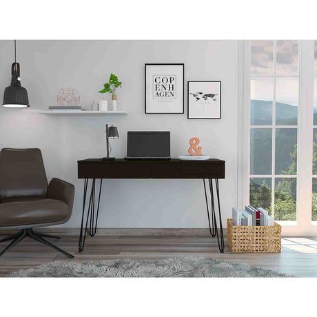 Escritorio Mumbai Wengue 120 cm con Dos Cajones y Patas Metálicas - Escritorios | Bylmo