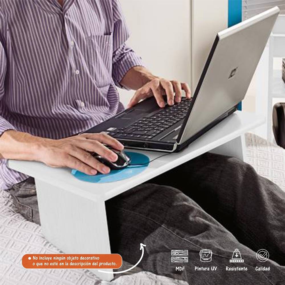 Escritorio Notebook Blanco 55 cm Móvil con Entrepaños - Escritorios y Archivadores | Bylmo