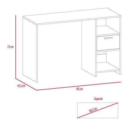 Escritorio Office 12 Wengue 110 cm con Cajón y Entrepaños - Escritorios y Archivadores | Bylmo