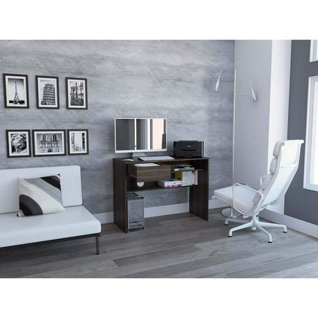 Escritorio Office Nogal 100 cm con Cajón y Entrepaño - Escritorios y Archivadores | Bylmo