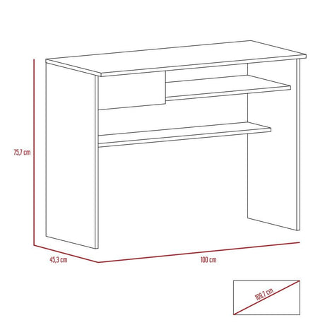 Escritorio Office Nogal 100 cm con Cajón y Entrepaño - Escritorios y Archivadores | Bylmo